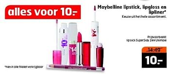 Aanbiedingen Maybelline lipstick, lipgloss en lipliner - Maybelline - Geldig van 13/01/2015 tot 18/01/2015 bij Trekpleister