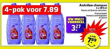 Aanbiedingen Andrélon shampoo keuze uit diverse varianten - Andrelon - Geldig van 13/01/2015 tot 18/01/2015 bij Trekpleister