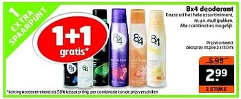 Aanbiedingen 8x4 deodorant keuze uit het hele assortimiment - 8x4 - Geldig van 13/01/2015 tot 18/01/2015 bij Trekpleister