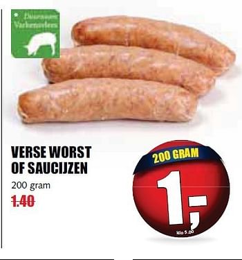 Aanbiedingen Verse worst of saucijzen - Huismerk - MCD Supermarkten - Geldig van 12/01/2015 tot 18/01/2015 bij MCD Supermarkten
