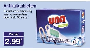 Aanbiedingen Antikalktabletten onmisbare bescherming - Una - Geldig van 14/01/2015 tot 20/01/2015 bij Aldi