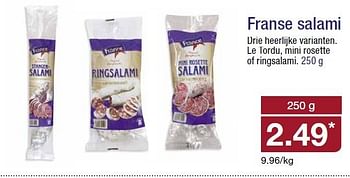 Aanbiedingen Franse salami drie heerlijke varianten - Huismerk - Aldi - Geldig van 14/01/2015 tot 20/01/2015 bij Aldi