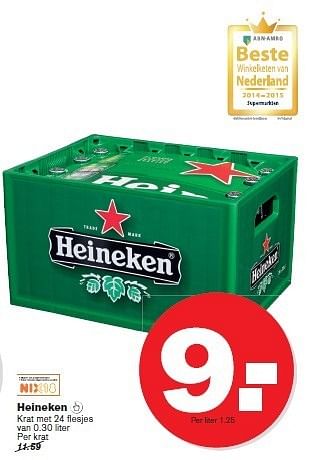 Aanbiedingen Heineken  krat met 24 flesjes - Heineken - Geldig van 14/01/2015 tot 20/01/2015 bij Hoogvliet