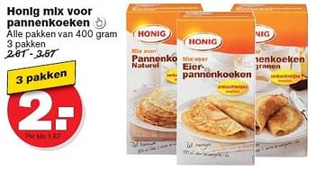Aanbiedingen Honig mix voor pannenkoeken  - Honig - Geldig van 14/01/2015 tot 20/01/2015 bij Hoogvliet