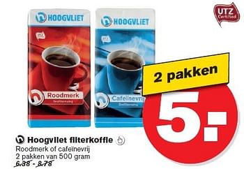 Aanbiedingen Hoogvliet filterkoffie  roodmerk of cafeïnevrij - Huismerk - Hoogvliet - Geldig van 14/01/2015 tot 20/01/2015 bij Hoogvliet