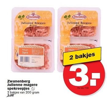 Aanbiedingen Zwanenberg julienne magere spekreepjes - Zwanenberg - Geldig van 14/01/2015 tot 20/01/2015 bij Hoogvliet