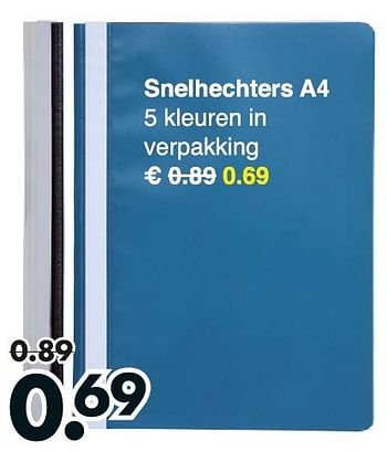 Aanbiedingen Snelhechters a4 5kleuren in verpakking - Huismerk - Wibra - Geldig van 12/01/2015 tot 24/01/2015 bij Wibra