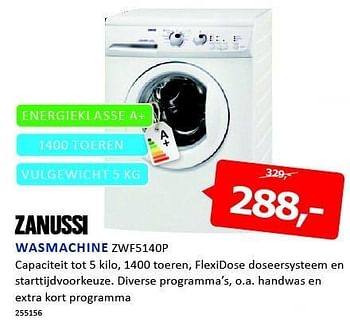 Aanbiedingen Zanussi wasmachine capaciteit tot 5 kilo - Zanussi - Geldig van 12/01/2015 tot 25/01/2015 bij De Harense Smid