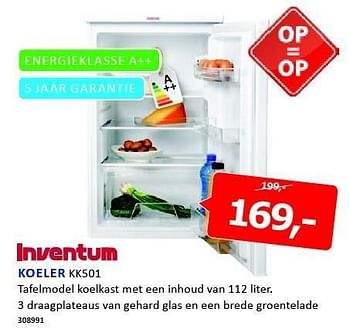 Aanbiedingen Inventum koeler tafelmodel koelkast met een inhoud van 112 liter - Inventum - Geldig van 12/01/2015 tot 25/01/2015 bij De Harense Smid