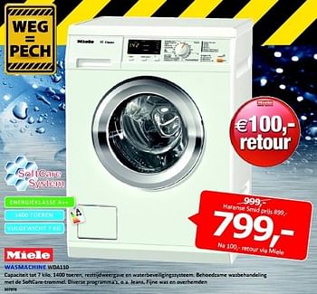 Aanbiedingen Miele wasmachine capaciteit tot 7 kilo, 1400 toeren - Miele - Geldig van 12/01/2015 tot 25/01/2015 bij De Harense Smid