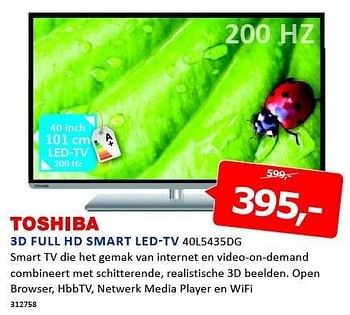Aanbiedingen Toshiba 3d full hd smart led-tv - Toshiba - Geldig van 12/01/2015 tot 25/01/2015 bij De Harense Smid
