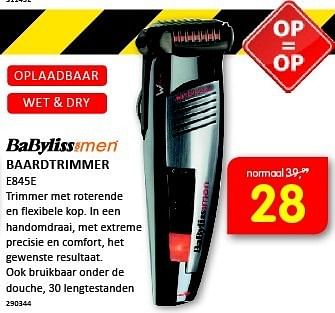 Aanbiedingen Babyliss baardtrimmer trimmer met roterende - Babyliss - Geldig van 12/01/2015 tot 25/01/2015 bij It's Electronics