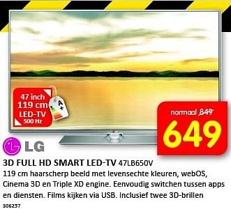 Aanbiedingen Lg 3d full hd smart led-tv 119 cm haarscherp beeld - LG - Geldig van 12/01/2015 tot 25/01/2015 bij It's Electronics
