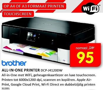 Aanbiedingen Brother all-in-one printer all-in-one met wifi - Brother - Geldig van 12/01/2015 tot 25/01/2015 bij It's Electronics