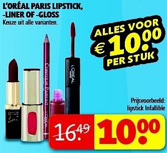 Aanbiedingen L`oréal paris lipstick, -liner of -gloss - L'Oreal Paris - Geldig van 13/01/2015 tot 25/01/2015 bij Kruidvat