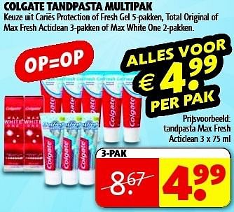 Aanbiedingen Colgate tandpasta multipak - Colgate - Geldig van 13/01/2015 tot 25/01/2015 bij Kruidvat