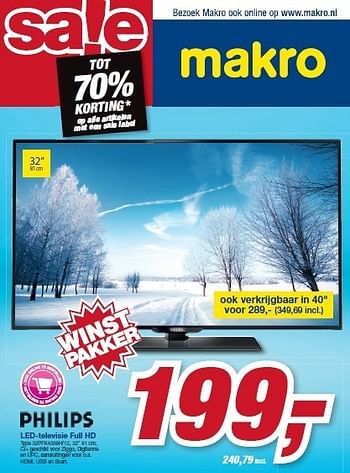 Aanbiedingen Philips led-televisie full hd ci+ geschikt voor ziggo, digitenne - Philips - Geldig van 14/01/2015 tot 27/01/2015 bij Makro