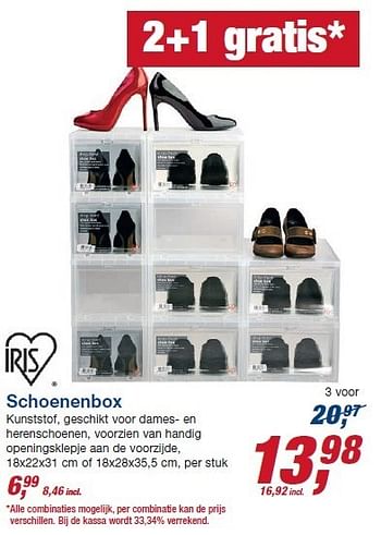 Aanbiedingen Schoenenbox kunststof, geschikt voor dames- en - Iris - Geldig van 14/01/2015 tot 27/01/2015 bij Makro