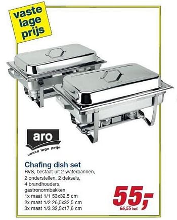 Aanbiedingen Chafing dish set rvs, bestaat uit 2 waterpannen - Aro - Geldig van 14/01/2015 tot 27/01/2015 bij Makro