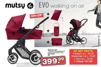 Aanbiedingen Mutsy evo red reiswieg wandelwageninzet - Mutsy - Geldig van 11/01/2015 tot 01/02/2015 bij Baby & Tiener Megastore