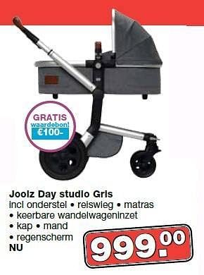 Aanbiedingen Joolz day studio gris incl onderstel reiswieg matras - Joolz - Geldig van 11/01/2015 tot 01/02/2015 bij Baby & Tiener Megastore