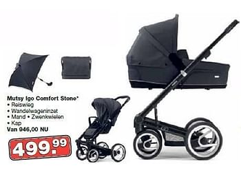 Aanbiedingen Mutsy igo comfort stone reiswieg wandelwageninzet mand zwenkwielen - Mutsy - Geldig van 11/01/2015 tot 01/02/2015 bij Baby & Tiener Megastore