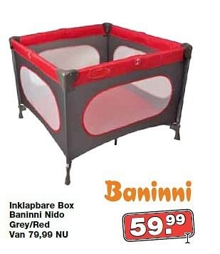 Aanbiedingen Inklapbare box baninni nido grey-red - Baninni - Geldig van 11/01/2015 tot 01/02/2015 bij Baby & Tiener Megastore