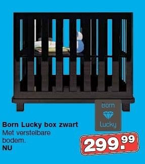Aanbiedingen Born lucky box zwart met verstelbare bodem - Born Lucky - Geldig van 11/01/2015 tot 01/02/2015 bij Baby & Tiener Megastore