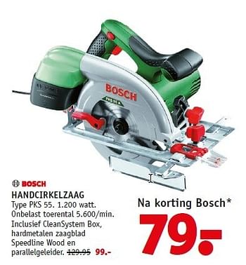 Aanbiedingen Bosch handcirkelzaag onbelast toerental - Bosch - Geldig van 12/01/2015 tot 01/02/2015 bij Fixet