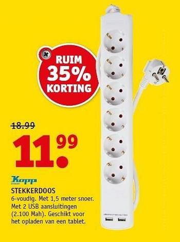 Aanbiedingen Stekkerdoos 6-voudig. met 1,5 meter snoer - Kapp - Geldig van 12/01/2015 tot 01/02/2015 bij Fixet