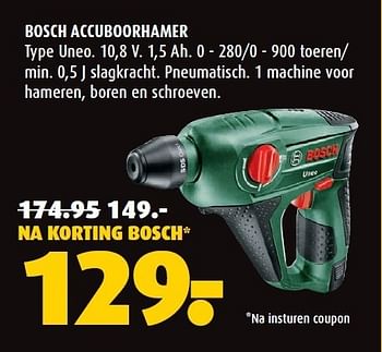 Aanbiedingen Bosch accuboorhamer - Bosch - Geldig van 12/01/2015 tot 01/02/2015 bij Hubo