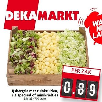 Aanbiedingen Ijsbergsla met tuinkruiden, sla speciaal of minikrieltjes - Huismerk - Deka Markt - Geldig van 18/01/2015 tot 24/01/2015 bij Deka Markt