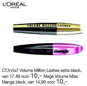 Aanbiedingen L`oréal volume million lashes extra black - L'Oreal Paris - Geldig van 26/12/2014 tot 06/02/2015 bij De Bijenkorf