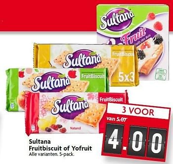 Aanbiedingen Sultana fruitbiscuit of yofruit - Sultana - Geldig van 18/01/2015 tot 24/01/2015 bij Deka Markt