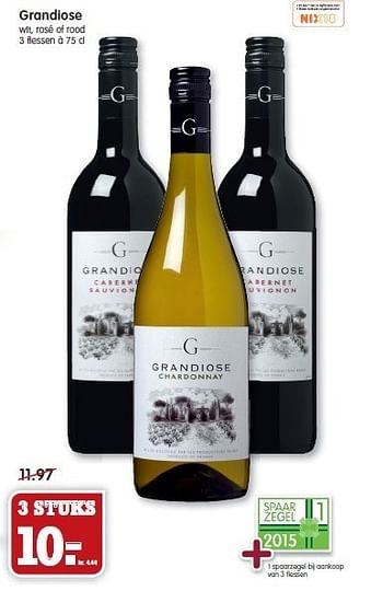 Aanbiedingen Grandiose wit, rosé of rood - Rode wijnen - Geldig van 18/01/2015 tot 24/01/2015 bij Em-té