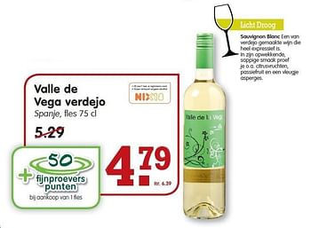 Aanbiedingen Valle de vega verdejo - Witte wijnen - Geldig van 18/01/2015 tot 24/01/2015 bij Em-té