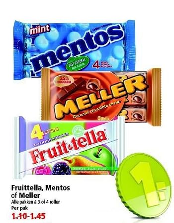 Aanbiedingen Fruittella, mentos of meller - Mentos - Geldig van 18/01/2015 tot 24/01/2015 bij Plus