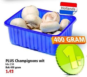 Aanbiedingen Plus champignons wit - Huismerk - Plus - Geldig van 18/01/2015 tot 24/01/2015 bij Plus