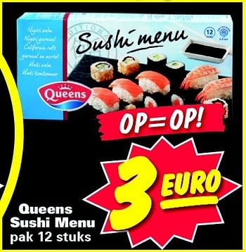 Aanbiedingen Queens sushi menu - Queens - Geldig van 19/01/2015 tot 25/01/2015 bij Nettorama