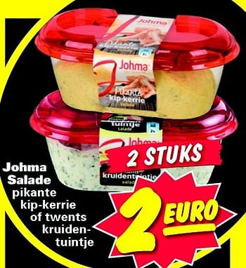 Aanbiedingen Johma salade pikante kip-kerrie of twents kruidentuintje - Johma - Geldig van 19/01/2015 tot 25/01/2015 bij Nettorama