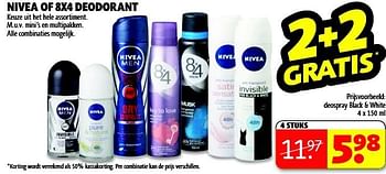 Aanbiedingen Nivea of 8x4 deodorant keuze uit het hele assortiment - 8x4 - Geldig van 20/01/2015 tot 25/01/2015 bij Kruidvat