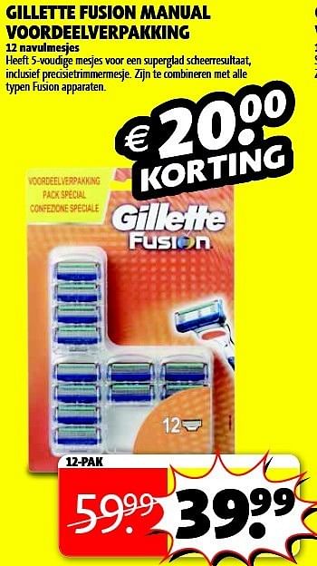 Aanbiedingen Gillette fusion manual voordeelverpakking - Gillette - Geldig van 20/01/2015 tot 25/01/2015 bij Kruidvat