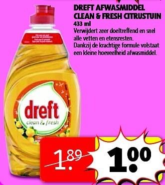 Aanbiedingen Dreft afwasmiddel clean + fresh citrustuin - Dreft - Geldig van 20/01/2015 tot 25/01/2015 bij Kruidvat