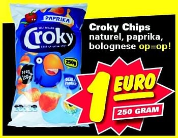 Aanbiedingen Croky chips naturel, paprika, bolognese - Croky - Geldig van 19/01/2015 tot 25/01/2015 bij Nettorama