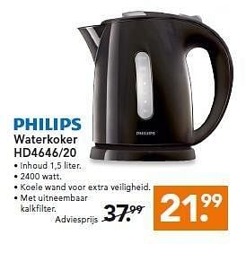 Aanbiedingen Philips waterkoker inhoud 1,5 liter. 2400 watt - Philips - Geldig van 19/01/2015 tot 26/01/2015 bij Blokker