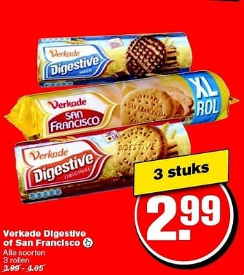 Aanbiedingen Verkade digestive of san francisco  - Verkade - Geldig van 21/01/2015 tot 27/01/2015 bij Hoogvliet