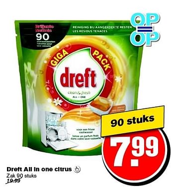 Aanbiedingen Dreft all in one citrus  - Dreft - Geldig van 21/01/2015 tot 27/01/2015 bij Hoogvliet