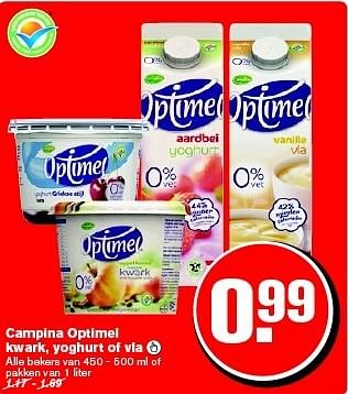 Aanbiedingen Campina optimel kwark, yoghurt of vla  - Campina - Geldig van 21/01/2015 tot 27/01/2015 bij Hoogvliet