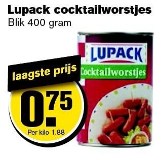 Aanbiedingen Lupack cocktailworstjes - Lupack - Geldig van 21/01/2015 tot 27/01/2015 bij Hoogvliet