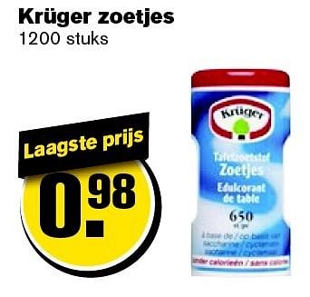 Aanbiedingen Krüger zoetjes - Kruger - Geldig van 21/01/2015 tot 27/01/2015 bij Hoogvliet